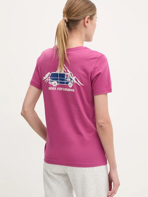 The North Face t-shirt Outdoor Graphic damski kolor różowy NF0A8C226EO1