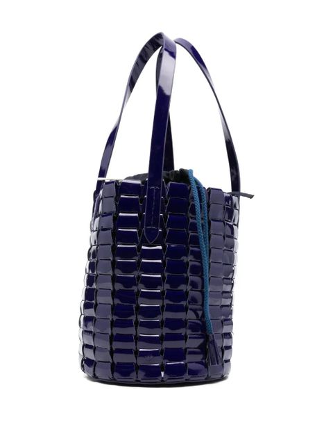 DRAGON DIFFUSION patent leather woven bucket bag - Purple