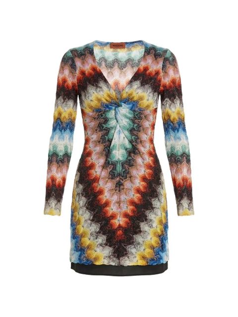 Missoni V-neck patterned mini dress - Black - zdjęcie produktu nr 2