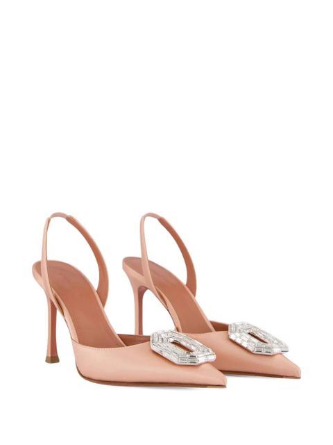 Amina Muaddi Camelia crystal-embellished slingback-strap pumps - Pink