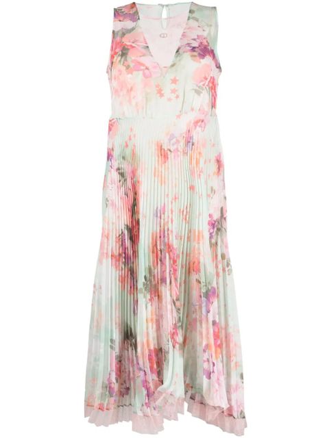 TWINSET floral pleated midi dress - Pink - zdjęcie produktu nr 1