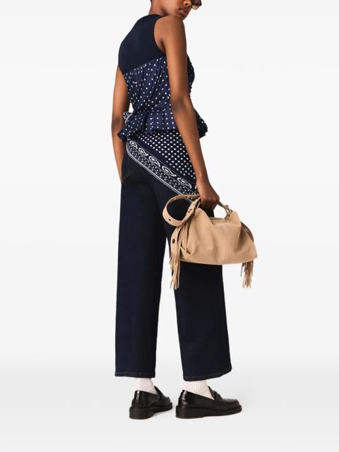 Maje polka-dot strapless blouse - Blue