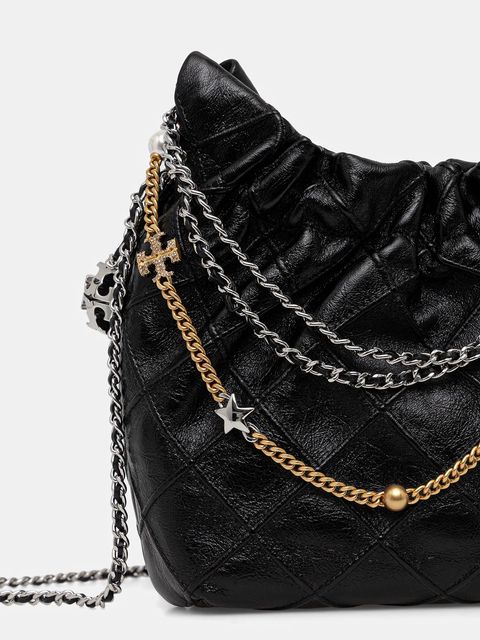 Tory Burch torebka skórzana Fleming kolor czarny 164022-001