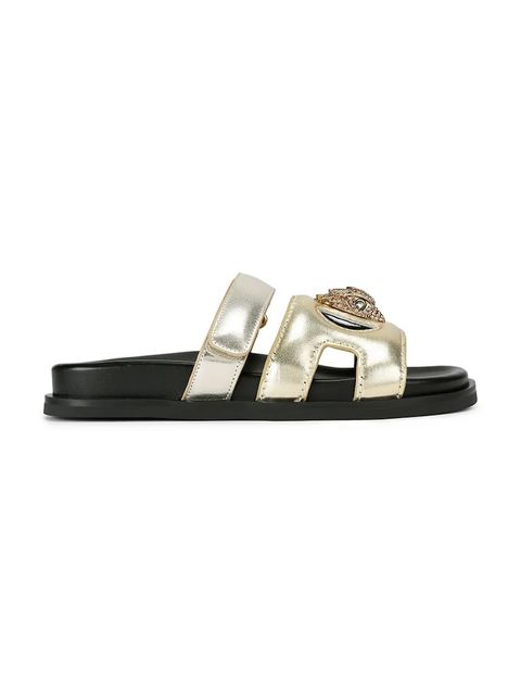 Kurt Geiger London klapki skórzane Eagle Cut Out Sandal damskie kolor złoty na platformie 4732666109 - zdjęcie produktu nr 1
