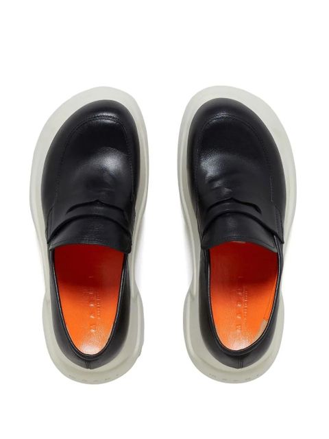 Marni platform leather mocassin loafers - Black