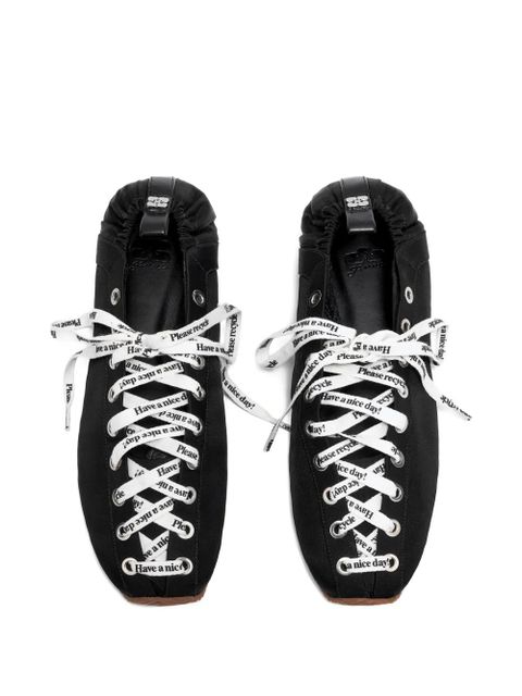 GANNI lace-up ballet flats - Black