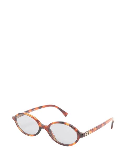 Miu Miu Eyewear tortoiseshell-effect oval-frame sunglasses - Brown - zdjęcie produktu nr 2