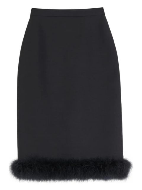 Valentino Garavani Crepe Couture skirt with feathers - Black