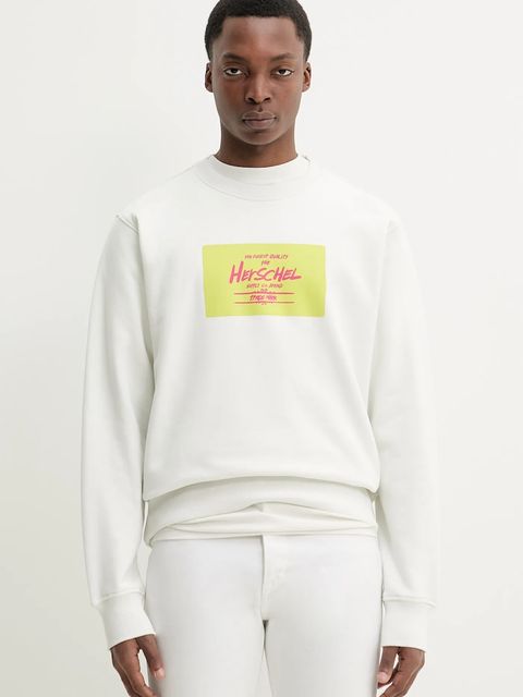 Herschel bluza bawełniana kolor beżowy z nadrukiem 50550-05977