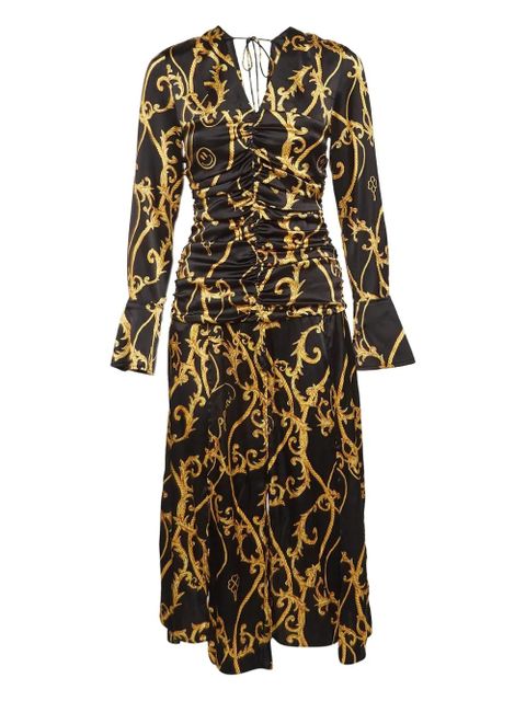 GANNI ruched baroque-print dress - Black - zdjęcie produktu nr 1