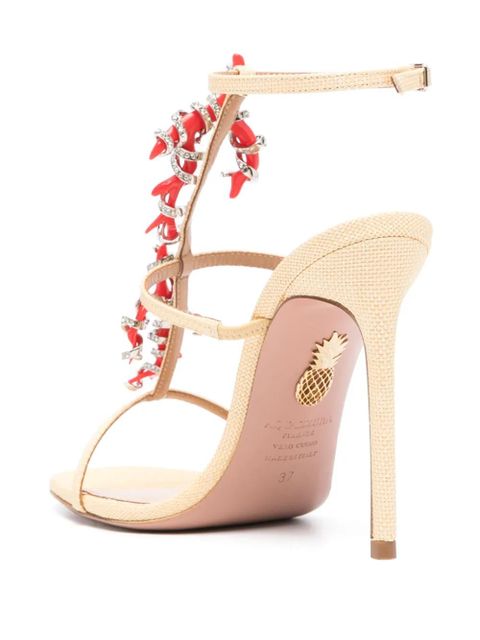 Aquazzura Capri Crush 105mm raffia sandals - Neutrals