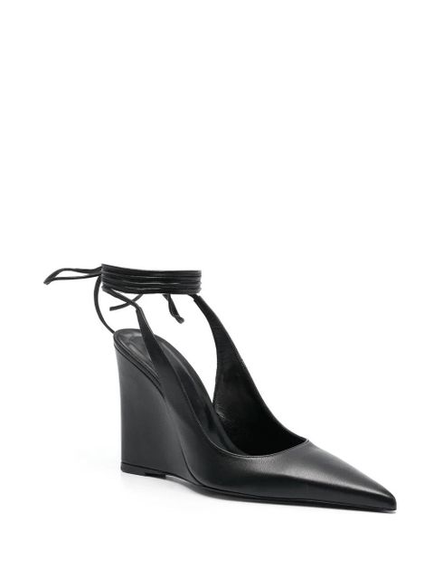 BY FAR 110mm leather wedge sandals - Black