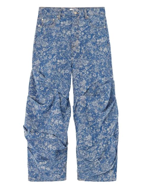GANNI floral-print gathered jeans - Blue - zdjęcie produktu nr 1