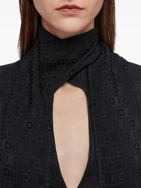 Ferragamo Gancini-jacquard silk blouse - Black