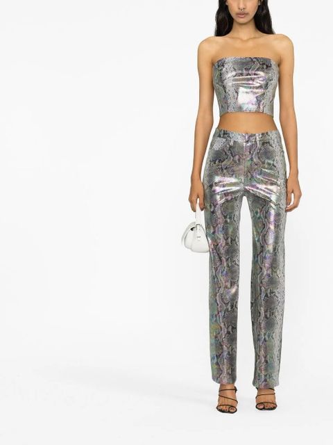 ROTATE BIRGER CHRISTENSEN holographic snakeskin-print trousers - Silver - zdjęcie produktu nr 1
