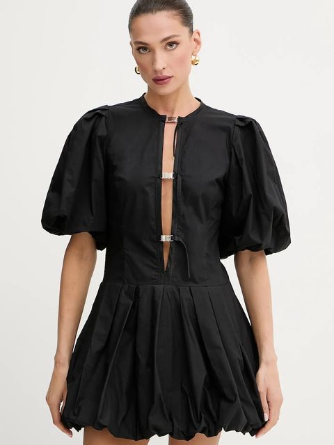 Pinko sukienka bawełniana kolor czarny mini rozkloszowana 105212 A2LD