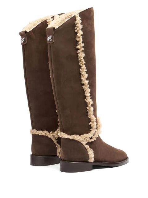 Casadei Riderama fur-trim boots - Brown