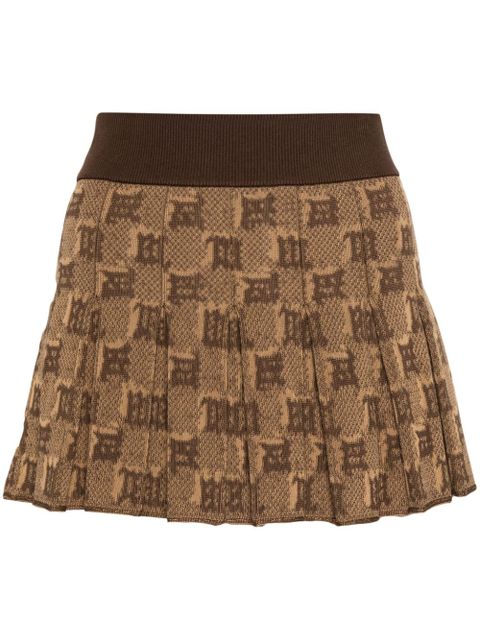 MISBHV monogram-jacquard pleated mini skirt - Brown