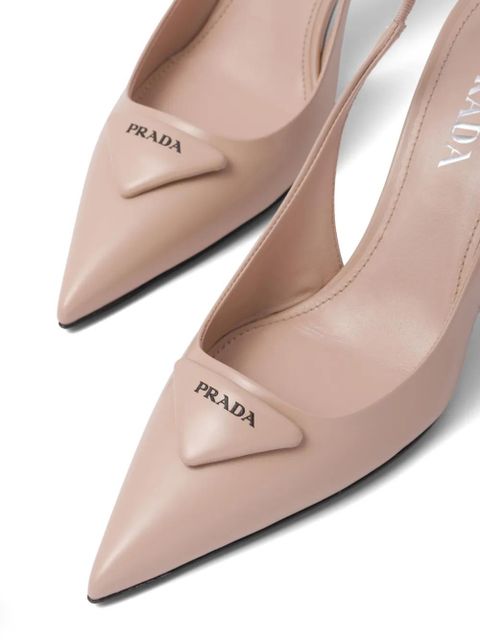 Prada 75mm brushed leather slingback pumps - Neutrals