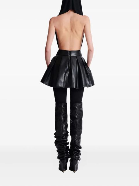 Balmain pleated faux-leather mini skirt - Black - zdjęcie produktu nr 2