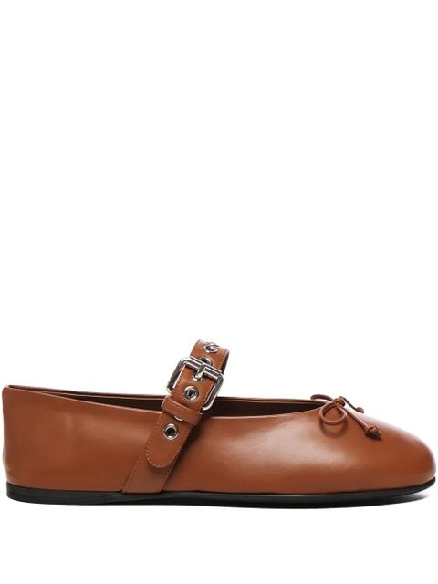 Miu Miu buckle-strap bow ballet flats - Brown - zdjęcie produktu nr 1