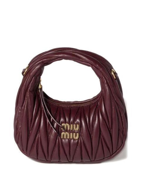 Miu Miu Wander matelassé nappa leather hobo mini-bag - Red - zdjęcie produktu nr 1