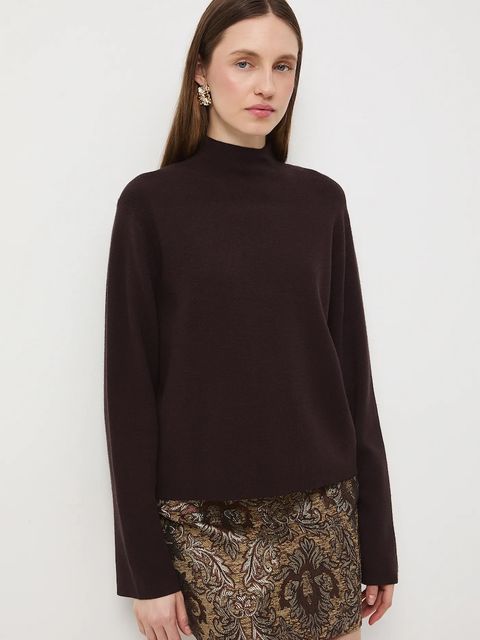 Medicine sweter damski kolor brązowy lekki z półgolfem - zdjęcie produktu nr 1