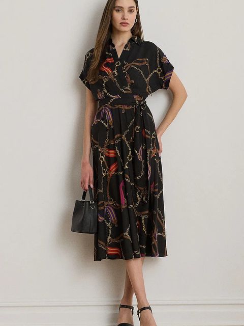 Lauren Ralph Lauren sukienka kolor czarny midi rozkloszowana 200P02008 - zdjęcie produktu nr 1