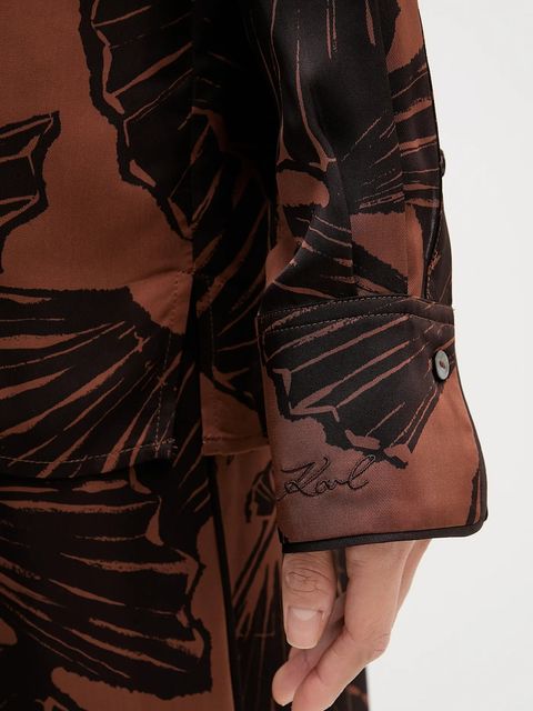 Karl Lagerfeld koszula damska kolor brązowy regular z kołnierzykiem klasycznym B1W11009