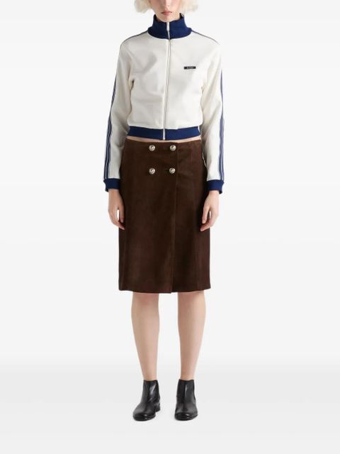 Prada leather-elbow patches striped sweatshirt - White - zdjęcie produktu nr 2