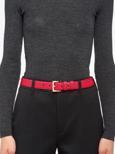 Prada buckled leather belt - Red