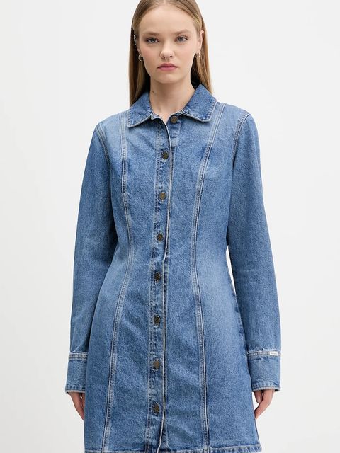 Guess Jeans sukienka jeansowa kolor niebieski mini rozkloszowana W5BK48 D5M48 - zdjęcie produktu nr 1