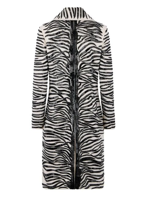 Valentino Garavani zebra-stripe double-breasted coat - Neutrals