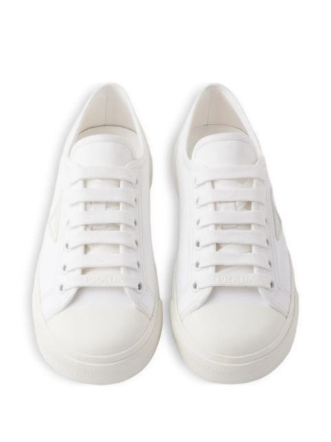 Prada triangle-logo canvas sneakers - White