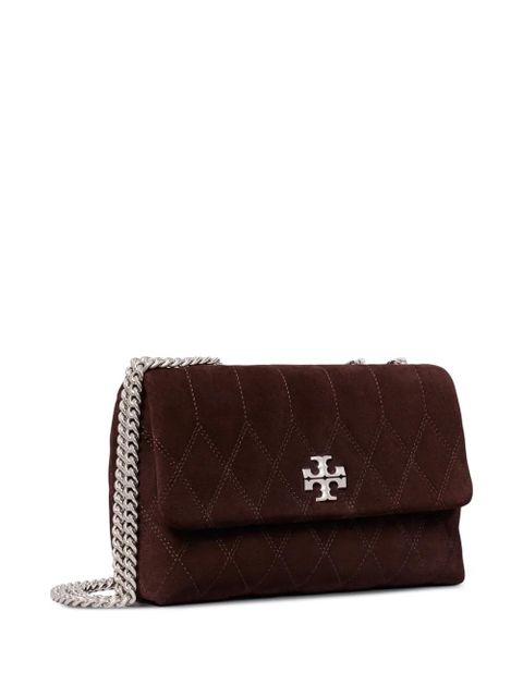 Tory Burch Kira quilt suede small convertible shoulder bag - Brown