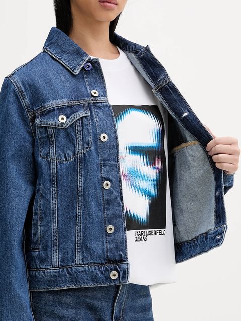 Karl Lagerfeld Jeans kurtka jeansowa kolor granatowy przejściowa A1W14002