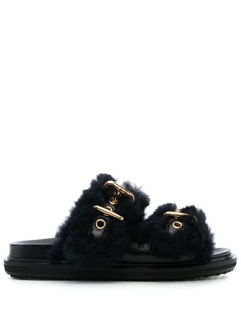Marni Fussbett shearling slides - Black - zdjęcie produktu nr 1