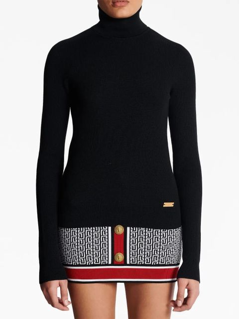 Balmain logo-plaque wool jumper - Black