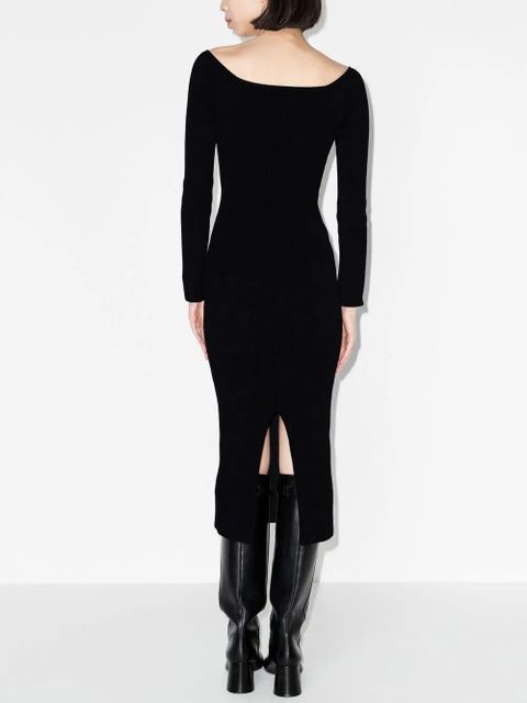 KHAITE The Pia ribbed-knit midi dress - Black
