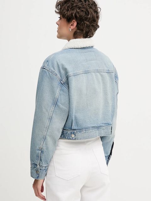 Calvin Klein Jeans kurtka jeansowa kolor niebieski przejściowa oversize LV047D736G