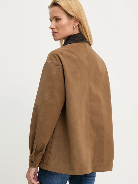 Answear.LAB kurtka kolor brązowy przejściowa oversize