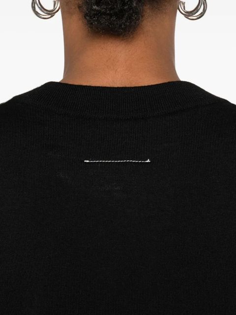 MM6 Maison Margiela V-neck graphic-print sweater - Black - zdjęcie produktu nr 2