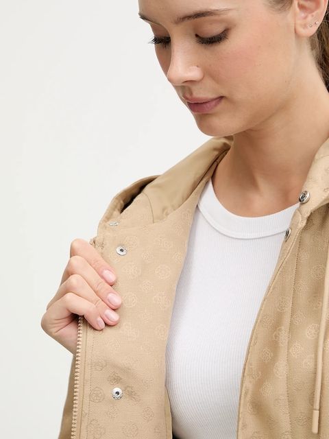 Guess kurtka PEONY kolor beżowy przejściowa V5YL02 WH492