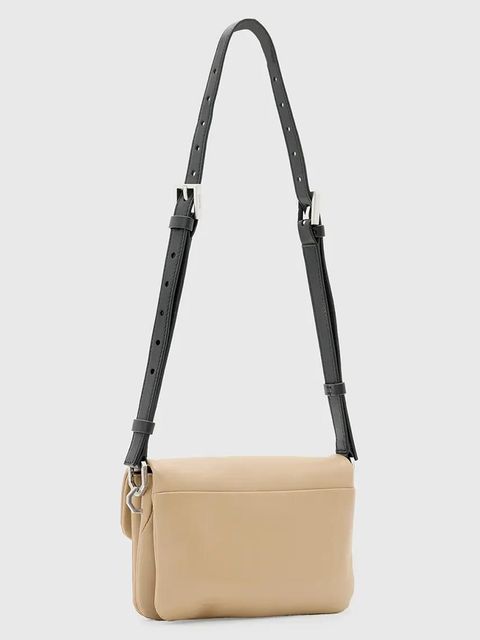 AllSaints torebka skórzana JUPITER kolor beżowy W263XC