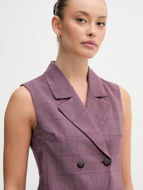 United Colors of Benetton kamizelka kolor fioletowy dwurzędowa 2X8MDJ00O