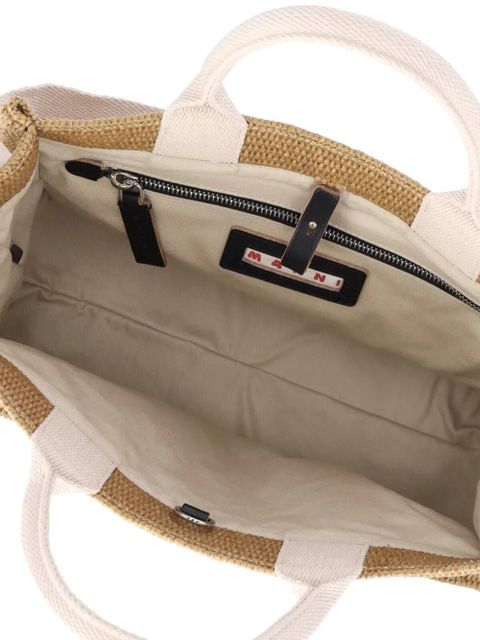 Marni small East-West logo-detail tote bag - Neutrals
