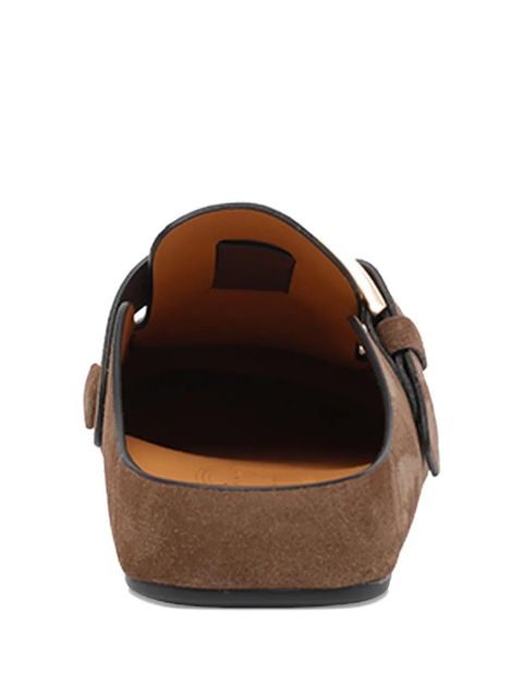 Tod's buckle-detail gommini suede mules - Brown