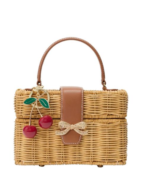 Self-Portrait bow-detail cherry-charm tote bag - Neutrals - zdjęcie produktu nr 1