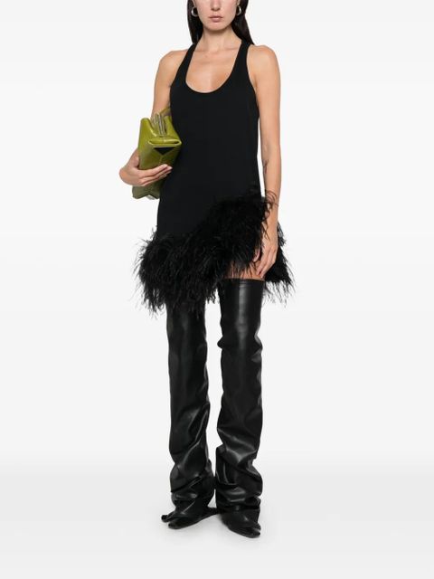 The Attico feather trim mini dress - Black