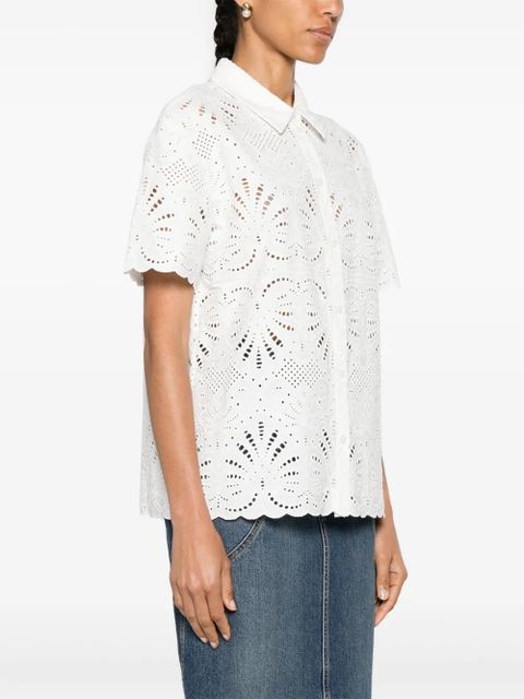 Self-Portrait broderie-anglaise cotton shirt - White